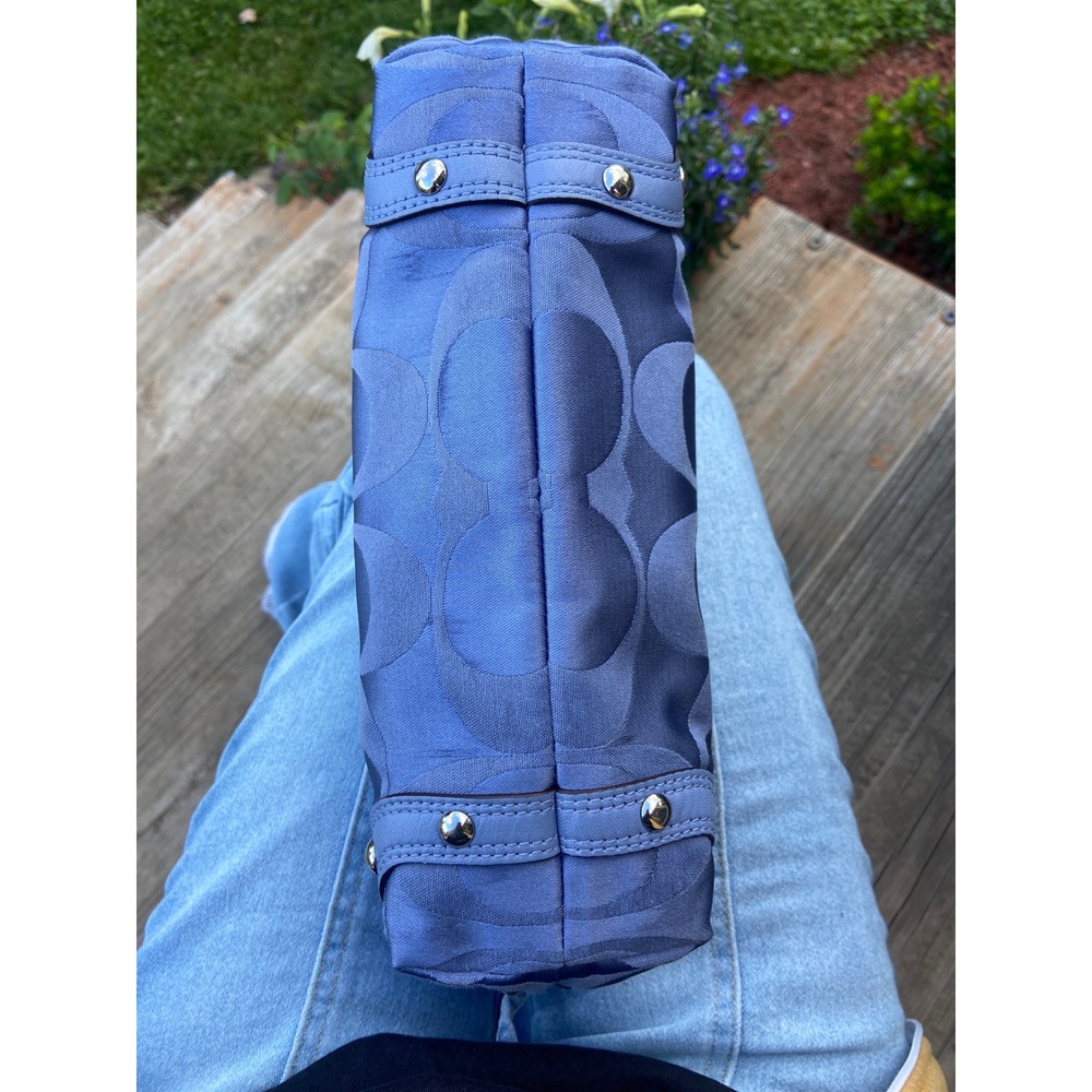 VTG Coach Carly Hobo Bag Blue Periwinkle Signature Jacquard Silver Hardware Y2K - Picture 14 of 16